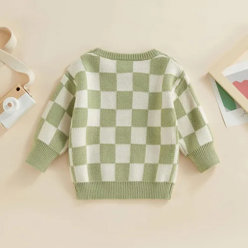 Vista 3 de Kuriozud Suéter de punto con cuello redondo para bebé niño y niña, suave y cálido, ropa de otoño e invierno