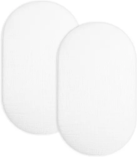Vista 25 de Sábanas de cuna para bebé niño y niña, paquete de 2, sábanas ajustadas para colchón de cuna rectangular, ovalado, de reloj de arena, sábanas