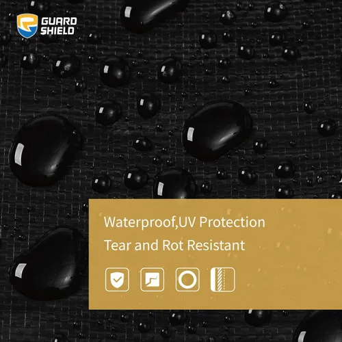 Vista 3 de GUARD SHIELD Lona redonda impermeable resistente negra de 8 pies, cubierta para piscina inflable al aire libre, tela de suelo para debajo