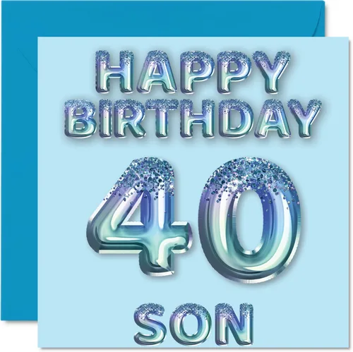 Vista 270 de Stuff4 Tarjeta de primer cumpleaños para niños, globo de fiesta con purpurina azul, tarjetas de feliz cumpleaños para niño de 1 año, nieto, hijo, 57