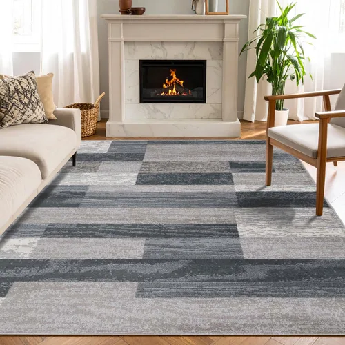 Vista 18 de Superior - Alfombra de pasillo, reverso de yute, moderna, geométrica, para dormitorio, oficina, sala de estar, entrada, suelo de madera dura