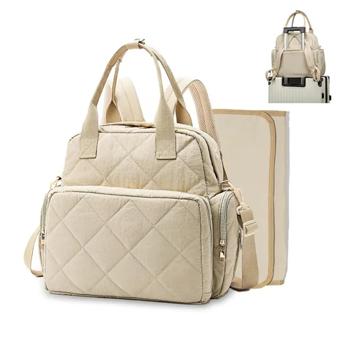 Vista 8 de Mochila grande para pañales con cambiador, pañales de viaje 6 en 1, bolsa de bebé para mamá, bolsa de hospital para mujeres, bolsa de maternidad