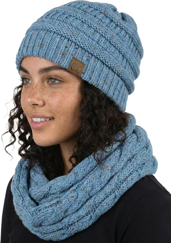 Vista 14 de Funky Junque - Juego de pañuelo y gorro de punto a juego para mujer Negro