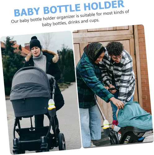 Vista 4 de Abaodam Adjustable Cart Bottle Holder Stroller Cup Rack Trolley Accessory Secure Drink Holder for Park Walks and Bicycle Trips Simple Clip