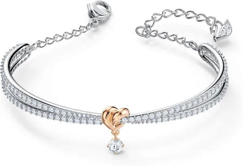 Vista 2 de SWAROVSKI Colección de joyas de cristal, pendientes y pulseras con forma de corazón, oro rosa y acabado en tono rodio