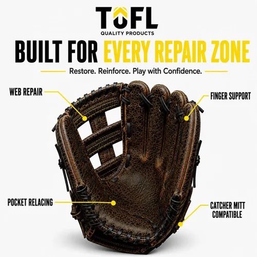 Vista 3 de TOFL 72" Baseball Glove Lace Strips - Flat Shaped Cowhide Leather Lacing for Gloves, Mitts & DIY Repair