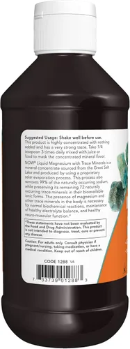 Vista 3 de NOW Suplementos, magnesio líquido con traza mineral, soporte del sistema nervioso*, 8 onzas