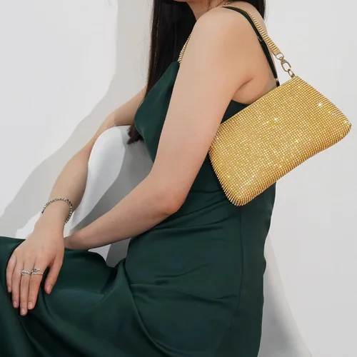 Vista 3 de Desy & Feeci Bolso de noche para mujer, bolso de mano completo con diamantes de imitación para mujer, dama, niña, novia, graduación, cóctel, fiesta