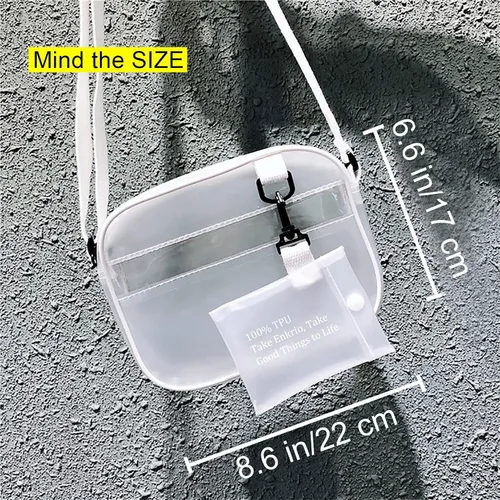 Vista 3 de Enkrio Bolsa transparente aprobada para estadios, mini bolsa de mensajero mate con correa ajustable para mujeres y hombres