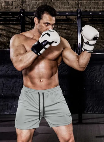 Vista 2 de COOFANDY Paquete de 2 pantalones cortos de entrenamiento de gimnasio para hombre, pantalones de malla ligeros para culturismo, entrenamiento