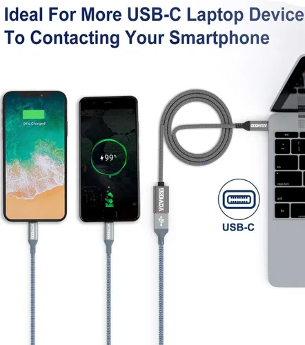 Vista 5 de Adaptador USB C a USB 3.0 (6.6 pies), USB tipo C macho a USB 3.0 hembra OTG cable Thunderbolt3 a USB adaptador USB para iPhone 17 16 15 Pro/Pro