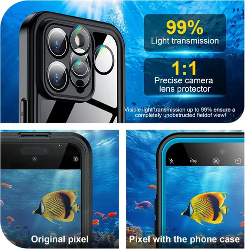 Vista 3 de Temdan Funda impermeable para cámara subacuática para iPhone 14 Pro Max, [IP68 fotografía subacuática y grabación de video] Funda para esnórquel