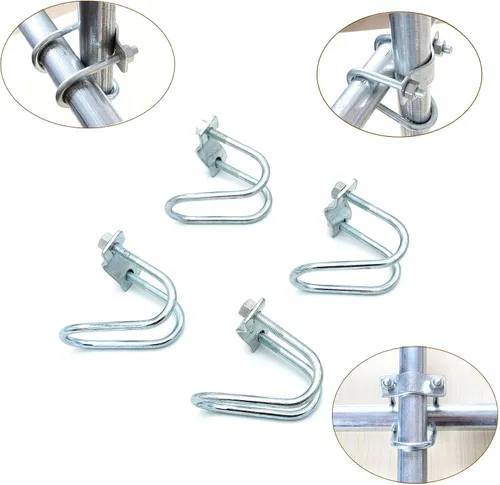 Vista 2 de 4 clips de tubo de acero galvanizado, hebilla de tubo cruzado, diámetro máximo del tubo de 1.3 pulgadas, tarjeta de 1.3 pulgadas, tubo de acero