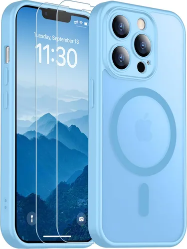 Vista 266 de SPIDERCASE Funda magnética translúcida diseñada para iPhone 11, con 2 protectores de pantalla de vidrio templado, antihuellas, para iPhone 11 de 6.1