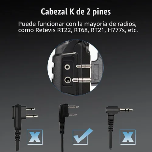 Vista 4 de Retevis Auricular Walkie Talkie con micrófono, para RT22/RT68/RT21/H777