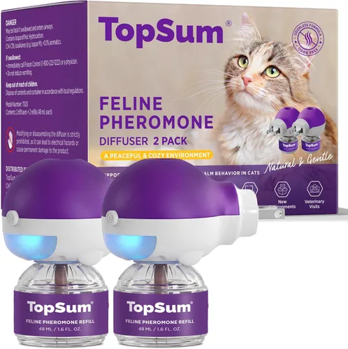 Vista 8 de TopSum Repuesto de difusor calmante para gatos: 1 repuesto de feromonas para gatos calmantes – Ayuda a reducir rasguños, micción, maullidos