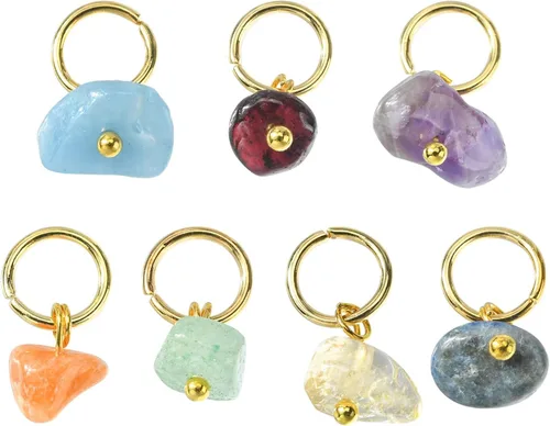 Vista 18 de Ipotkitt 100 dijes de chakras de piedra teñida de dolomita natural de colores mixtos para hacer joyas, collares, aretes