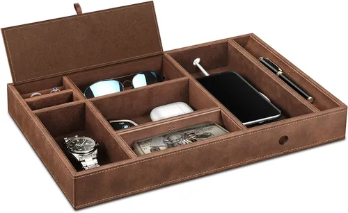 Vista 2 de SITHON Bandeja organizadora de escritorio Catchall EDC Tray Marrón