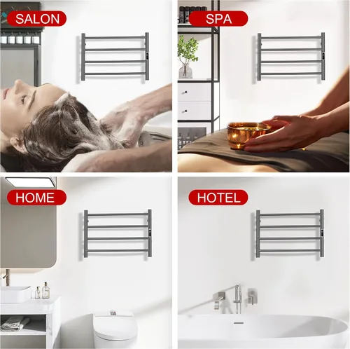 Vista 6 de Toalleros térmicos para baño, calentadores eléctricos de toallas para montar en la pared con temporizador y control de temperatura, calentador