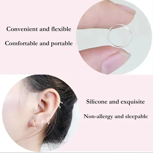 Vista 6 de Retenedores de plástico antialérgicos y anillos de nariz transparentes, calibre 20, unisex, para orejas sensibles y piel