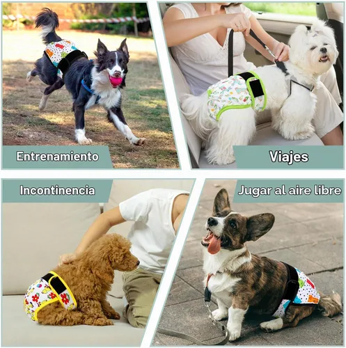 Vista 6 de Pañales lavables para perros, para hembras caninas, reutilizables, para periodo de celo, altamente absorbentes, para incontinencia, con broches