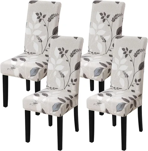 Vista 27 de Fundas para silla de comedor Yisun, fundas elásticas para silla de comedor, funda protectora para silla de comedor, mezcla de poliéster, Beige