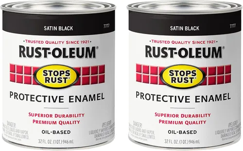 Vista 12 de Rust-Oleum 7777730 Stops Rust Pintura con Brocha, Media Pinta, Negro Satinado
