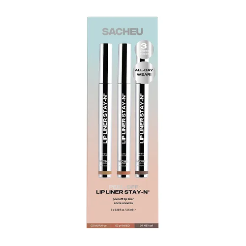 Vista 12 de Sacheu Lip Liner STAY-N Peel Off - Juego de manchas de labios, paquete de 3
