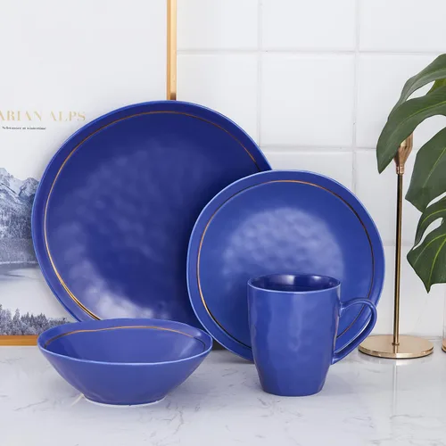 Vista 10 de Stone Lain Clara - Vajilla de porcelana de 32 piezas, color burdeos Borgoña