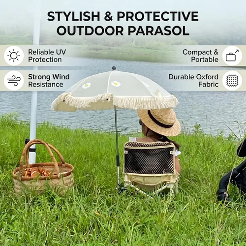 Vista 2 de Sombrilla para bebé al aire libre, sombrilla con abrazadera ajustable, sombrilla para niños pequeños para silla de ruedas, silla de playa