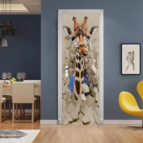 Vista 98 de Calcomanías 3D para puerta, murales para despegar y pegar, papel tapiz de caballo, calcomanías autoadhesivas extraíbles de PVC, impermeable, póster