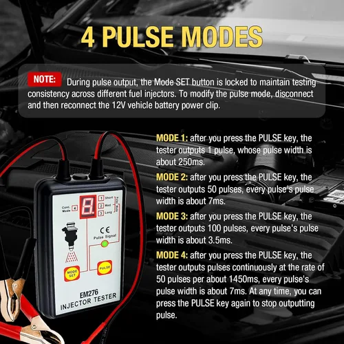 Vista 5 de All-sun comprobador para inyector de combustible, auto diagnóstico, 4 modos de pluse 12 V