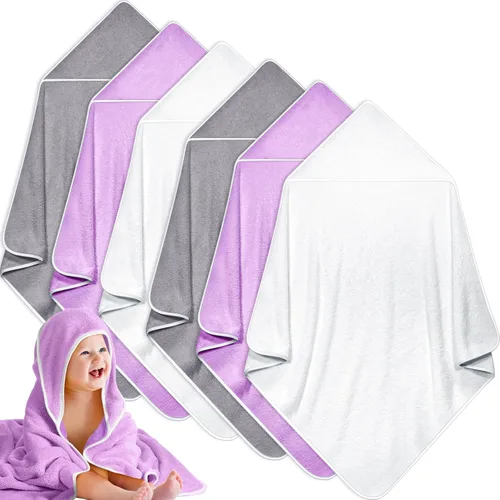 Vista 10 de Chumia - Paquete de 6 toallas de baño con capucha para bebé, 30 x 30 Varios