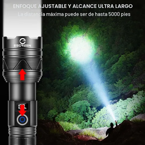 Vista 4 de Linternas recargables de 10000 lúmenes altos, largo alcance, 5000 pies, linterna LED súper brillante USB C, alta potencia, multifuncional