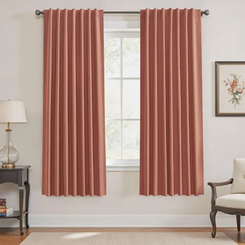Vista 72 de UHITECH Cortinas opacas de 35 pulgadas de largo para sala de estar, 2 paneles, cortina opaca corta para cocina para ventanas pequeñas, cortinas