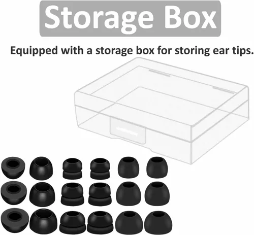 Vista 6 de Kit de 9 pares de almohadillas compatibles con Beats Studio Buds +, doble brida de silicona y puntas de espuma viscoelástica, S/M/L de repuesto