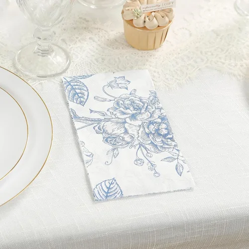Vista 13 de Efavormart - Paquete de 20 servilletas de papel con estampado de hojas de eucalipto verde con una textura suave de 2 capas absorbente para bodas