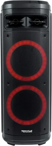 Vista 9 de Rockville Go Party ZR10 Altavoz Bluetooth portátil dual de 10 pulgadas y 1000 W, luces LED, micrófono UHF, estéreo TWS, perfecto para fiestas