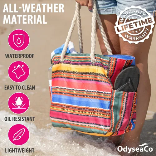 Vista 5 de Odyseaco bolsa de lona impermeable para playa. Tamaño grande