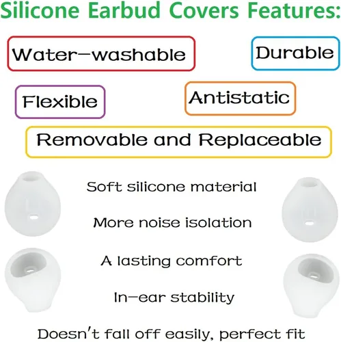 Vista 5 de 10 pares de fundas de silicona de repuesto para auriculares compatibles con Samsung Galaxy Note 5/Note 7/s7/s6/s6/s6 Edge/Level U, color blanco