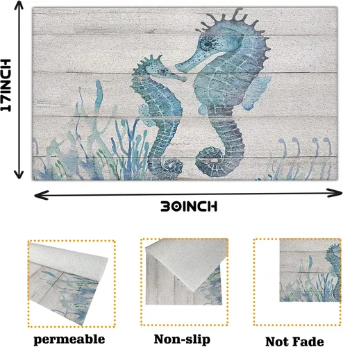 Vista 3 de Nogrit Tapete rústico impermeable para puerta de entrada al aire libre, 17 x 30 pulgadas, antideslizante, para playa, casa, puerta delantera Pvc