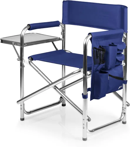 Vista 21 de PICNIC TIME Silla deportiva con mesa auxiliar, sillas de campamento acolchadas plegables para exteriores para adultos con portavasos y panel