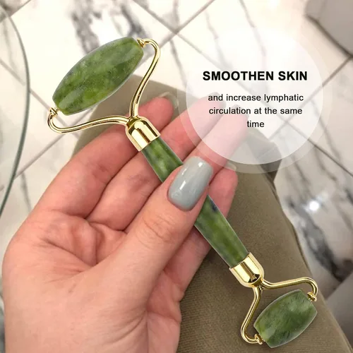 Vista 2 de Deciniee Juego de rodillo de jade y gua Sha - Masajador facial de belleza y herramienta Guasha para ojos, cuello, cuerpo - 2 en 1 herramientas