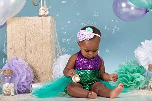 Vista 5 de Wennikids Mameluco de sirena con lentejuelas para bebé y niña