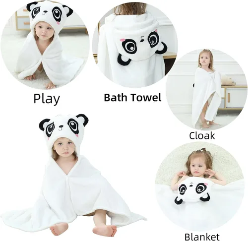Vista 6 de Manta Vestible con Capucha para Niños Pequeños Toallas con Capucha Suave y Acogedora Manta Vestible con Capucha para Niños y Niñas