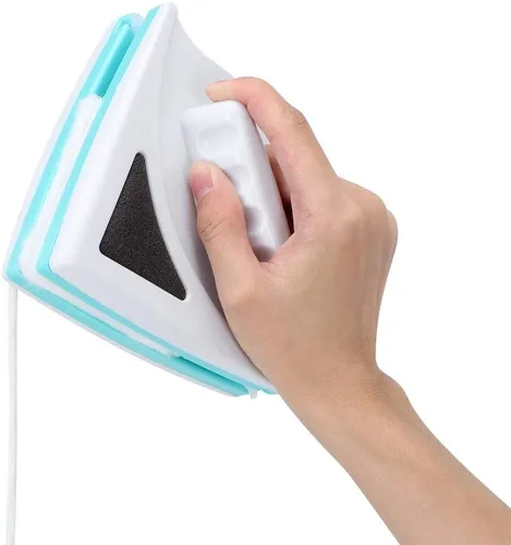 Vista 4 de Fdit Limpiador de ventanas de doble cara, herramienta de limpiaparabrisas de vidrio magnético con cuerda anticaída, para 0.197-0.472 in Thinkness