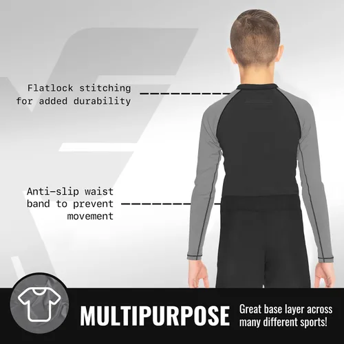 Vista 3 de Elite Sports Protectores de erupción para niños y niñas, compresión de manga completa BJJ para niños y jóvenes