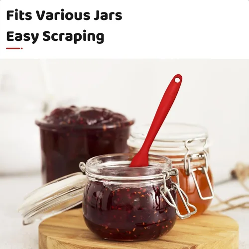 Vista 5 de Raspador de tarro de silicona con mango largo, esparcidor de mermelada para mantequilla de maní, espátula de cocina para hornear y glaseado