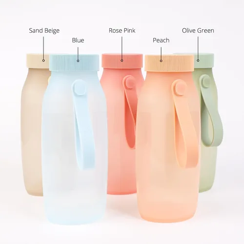 Vista 8 de BLUE GINKGO Botella de agua plegable – Botella de silicona ligera y plegable para viajes, senderismo y campamento