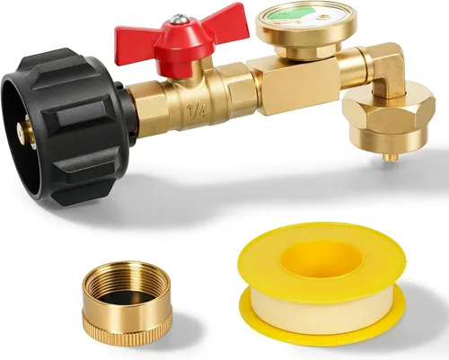 Vista 13 de GASPRO Adaptador de recarga de propano, llena botellas de 1 libra de tanque de 20 libras, fácil de usar, latón macizo